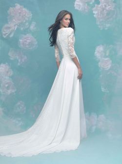 Style M581 Allure Bridals White Size 20 Sleeves Belt Silk A-line Dress on Queenly
