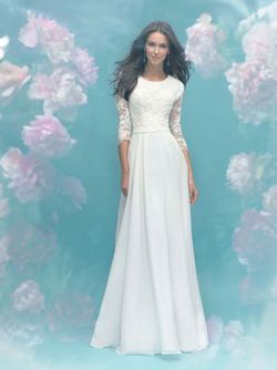 Style M581 Allure Bridals White Size 20 Sleeves Belt Silk A-line Dress on Queenly