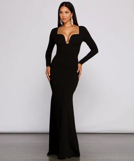 Windsor Black Size 4 Long Sleeve Floor Length Mermaid Dress on Queenly
