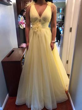 Sherri Hill Yellow Size 6 Embroidery Feather Prom A-line Dress on Queenly