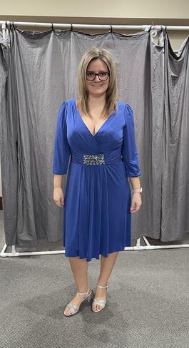 Mon Cheri Blue Size 8 Midi Cocktail Dress on Queenly