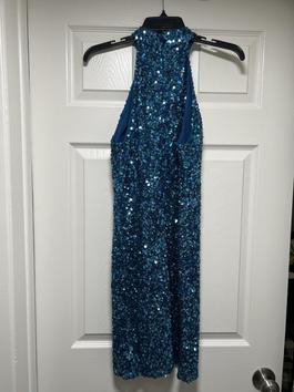 Ashley Lauren Blue Size 6 Euphoria Midi Sequined Cocktail Dress on Queenly