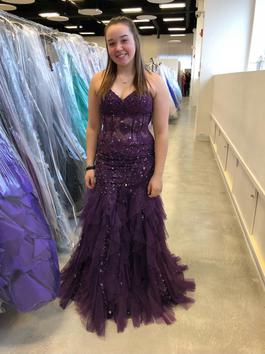 Jovani Purple Size 10 Black Tie Prom Mermaid Dress on Queenly