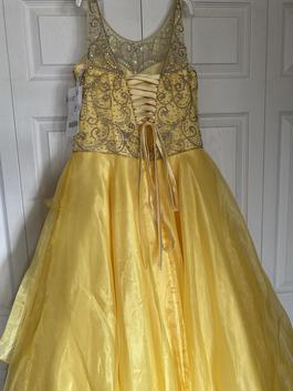 Tiffany Yellow Size 0 Beaded Top Pageant Ball gown on Queenly