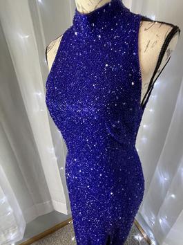 Ritzee Blue Size 2 Sequin Jewelled Side slit Dress on Queenly