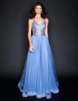 Style 1522 Nina Canacci Blue Size 10 Floor Length A-line Dress on Queenly