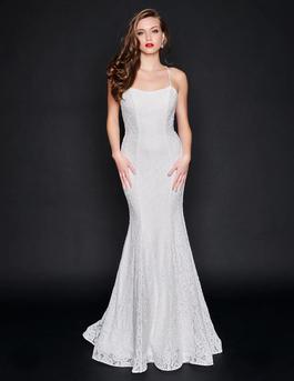 Style 1523 Nina Canacci White Size 10 Floor Length Mermaid Dress on Queenly