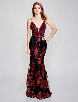 Style 2240 Nina Canacci Red Size 0 Black Tie Mermaid Dress on Queenly
