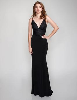 Style 2308 Nina Canacci Black Tie Size 0 Floor Length Straight Dress on Queenly