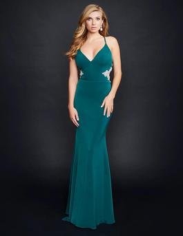 Style 2314 Nina Canacci Green Size 10 Black Tie Straight Dress on Queenly