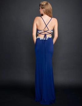 Style 2314 Nina Canacci Blue Size 0 Black Tie Straight Dress on Queenly