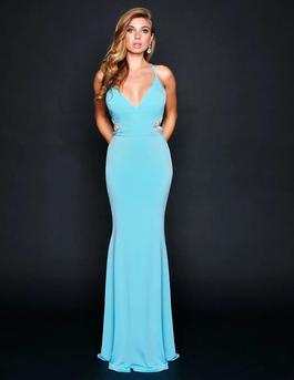 Style 2314 Nina Canacci Blue Size 2 Black Tie Straight Dress on Queenly