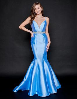 Style 2318 Nina Canacci Blue Size 8 Black Tie Mermaid Dress on Queenly