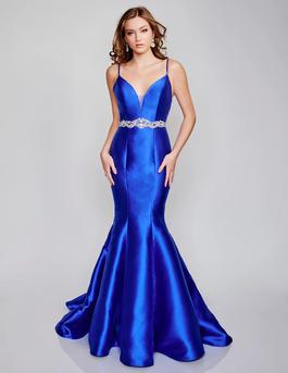 Style 2318 Nina Canacci Blue Size 10 Black Tie Mermaid Dress on Queenly