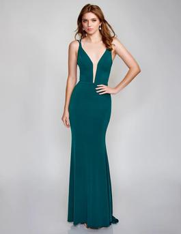 Style 2324 Nina Canacci Green Size 4 Black Tie Straight Dress on Queenly