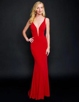 Style 2324 Nina Canacci Red Size 2 Black Tie Straight Dress on Queenly