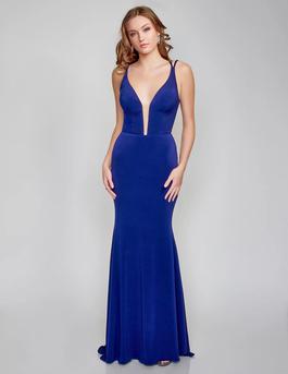 Style 2324 Nina Canacci Blue Size 2 Black Tie Straight Dress on Queenly