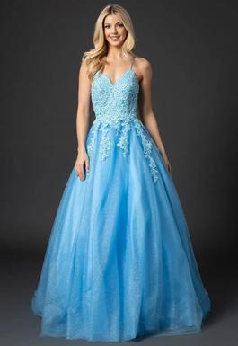 Style 5200 Nina Canacci Blue Size 12 Floor Length Pageant Ball gown on Queenly