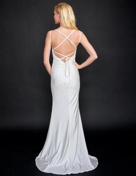 Style 6538 Nina Canacci White Size 6 Floor Length Side slit Dress on Queenly