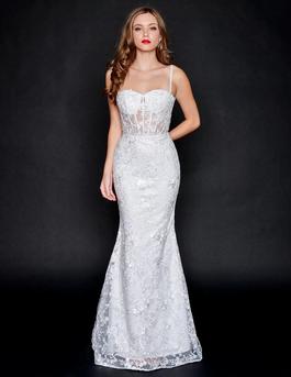 Style 6556 Nina Canacci White Size 8 Floor Length Pageant Straight Dress on Queenly