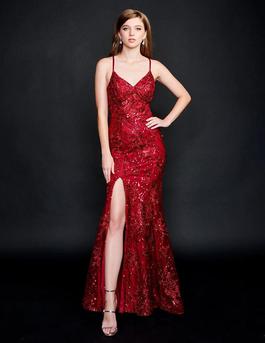 Style 9129 Nina Canacci Red Size 8 Pageant Side slit Dress on Queenly