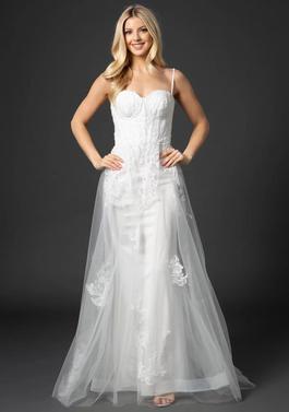 Style 9132 Nina Canacci White Size 4 Tulle Pageant A-line Dress on Queenly