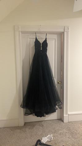 La Femme Black Size 8 Tulle Sheer Pageant A-line Dress on Queenly