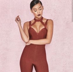 House of CB Red Size 0 V Neck Jumpsuit Dress on Queenly