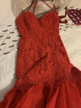 Jovani Red Size 10 Black Tie Prom Mermaid Dress on Queenly