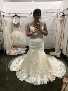 Ashley & Justin Bridal Nude Size 14 Flare Ivory Tulle Mermaid Dress on Queenly