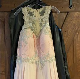 Rachel Allan Light Pink Size 18 Sheer Embroidery Jewelled A-line Dress on Queenly