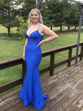 Sherri Hill Blue Size 12 Cut Out Plus Size Mermaid Dress on Queenly