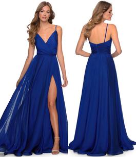 La Femme Blue Size 0 $300 Floor Length Prom Side slit Dress on Queenly