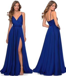 La Femme Blue Size 0 $300 Floor Length Prom Side slit Dress on Queenly