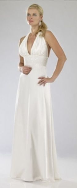 Style 4544 Dave and Johnny White Size 2 Satin $300 Straight Dress on Queenly