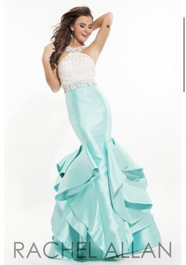 Rachel Allan Blue Size 4 Light Green Prom Mermaid Dress on Queenly