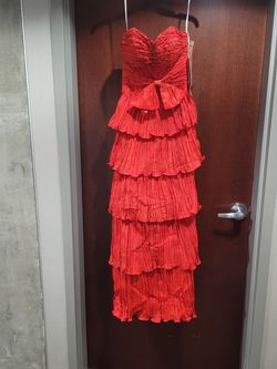 Style 2973 Lara  Red Size 2 Sequin Ruffles Straight Dress on Queenly