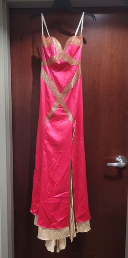 Style 6684 Partytime Formals/Rachel Allan  Multicolor Size 2 Hot Pink Prom Tall Height Side slit Dress on Queenly