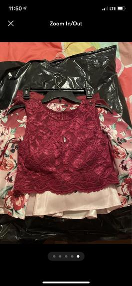 Macys Red Size 10 Military Floral Sheer A-line Dress on Queenly