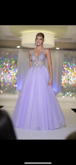 Jovani Purple Size 6 Floor Length Beaded Top Ball gown on Queenly