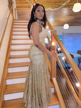 Gold Size 8 Side slit Dress on Queenly