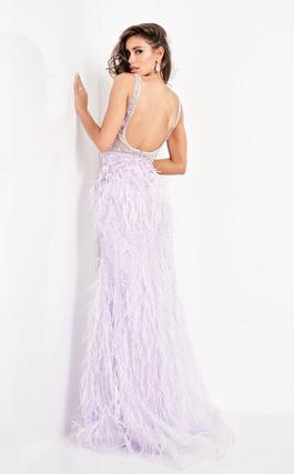 Jovani Purple Size 00 Feather Straight Dress on Queenly