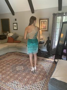 Ashley Lauren Blue Size 2 Speakeasy Midi Cape Custom Cocktail Dress on Queenly