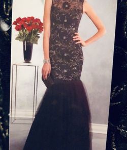 Alfred Angelo Black Size 12 Boat Neck Plus Size Sequin Military Mermaid Dress on Queenly