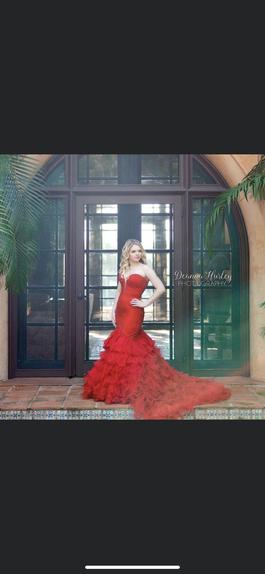 Sherri Hill Red Size 2 Ruffles Pageant Mermaid Dress on Queenly