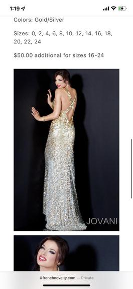Jovani Gold Size 6 Floor Length Sequin Straight Dress on Queenly
