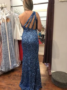 Sherri Hill Blue Size 4 Embroidery Prom Cut Out Straight Dress on Queenly