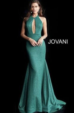 Jovani Green Size 6 Black Tie Military Floor Length Mermaid Dress on Queenly