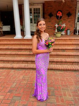 Primavera Purple Size 4 Prom Pageant Pattern Straight Dress on Queenly