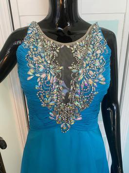 Rachel Allan Blue Size 10 Prom Tulle $300 A-line Dress on Queenly